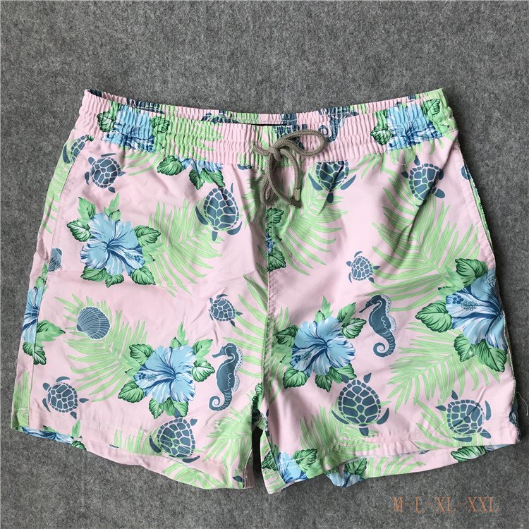 Pastel island print elastic waist board shorts